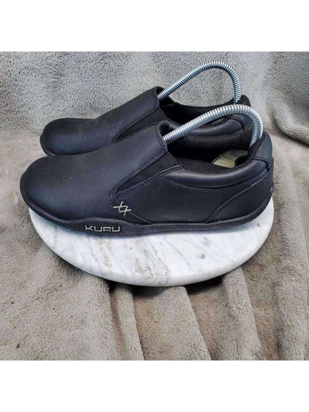Kuru Shoes Womens Size 8 Wide Kivi Black Leather Anatomical Toe Clogs *Read*